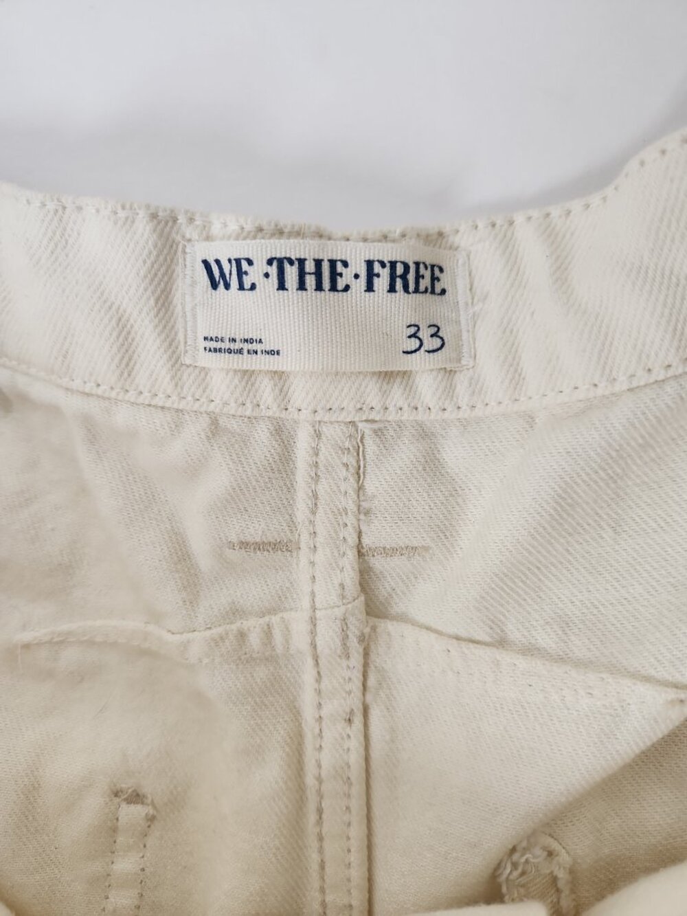 We The Free People Good Luck Soutache Barrel Jeans ivory floral embroidery sz 33 - Picture 9 of 16